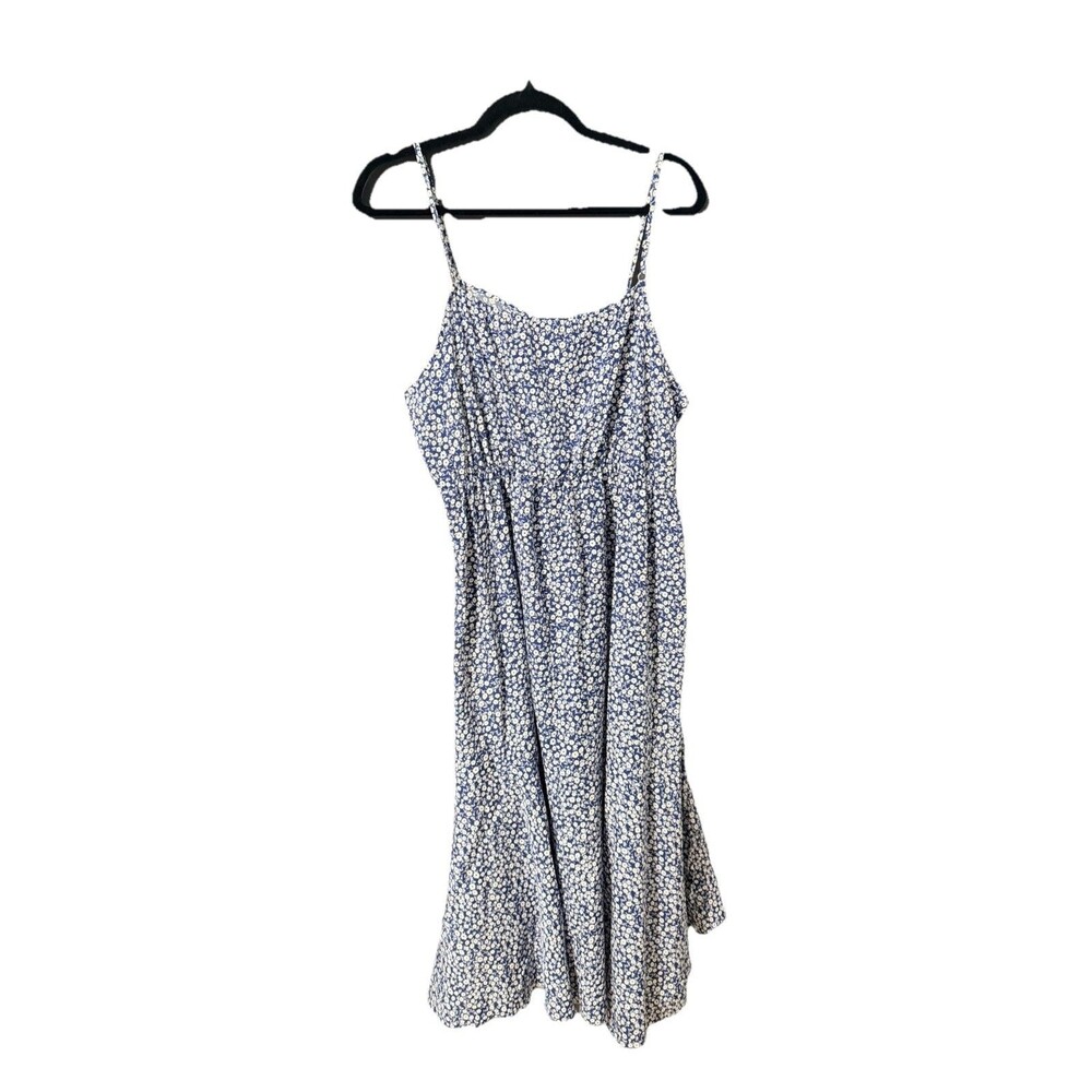 Blue White faux wrap Maxi Floral Spaghetti toile Cottagecore 1X